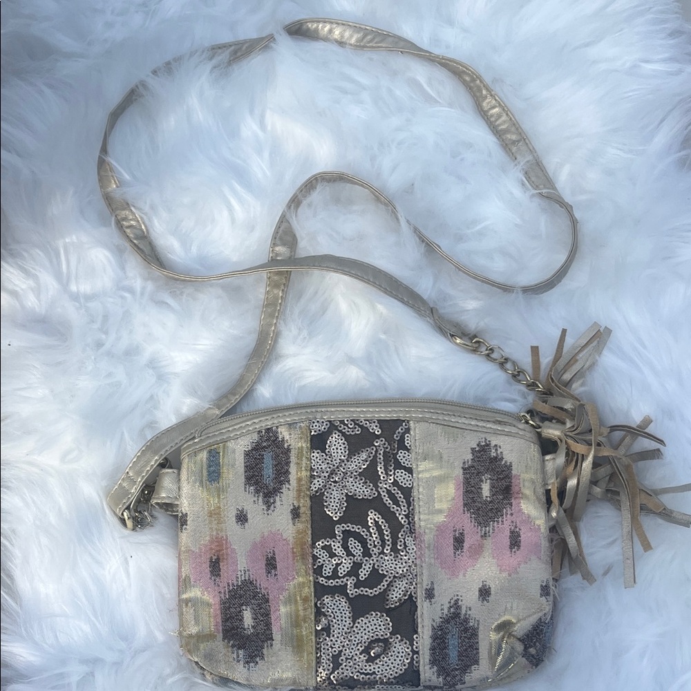 Maurices Crossbody Bag in Silver and Pink Pattern